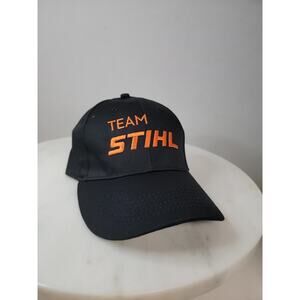 Team STIHL Chainsaw Black and Orange Hat Cap Embroidered Power Equipment NWT